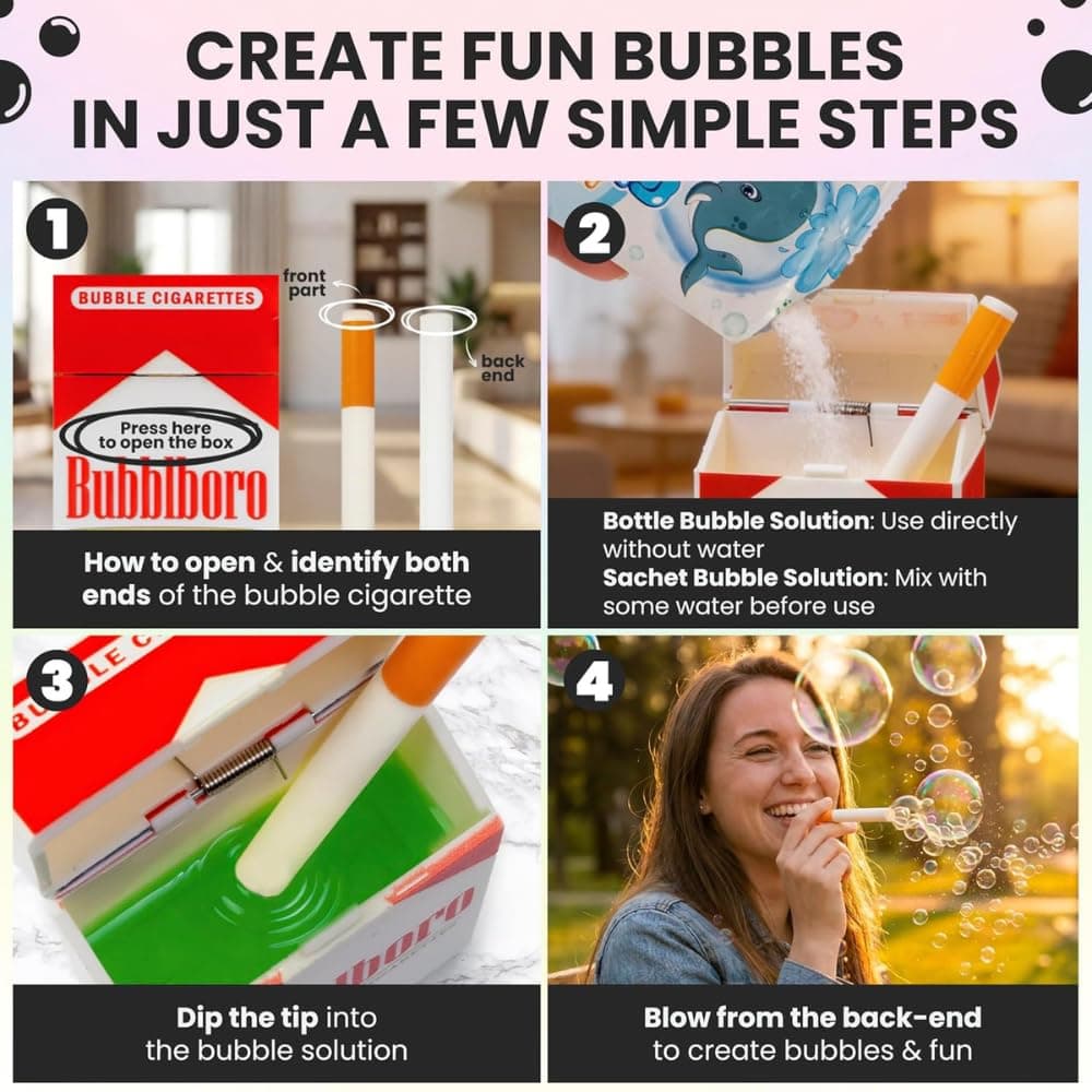 Bubble Cigarette Stress Relief Gift – Mini Bubble Blower Stick view 2
